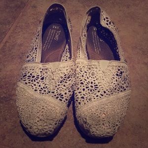 Off White Crochet Toms